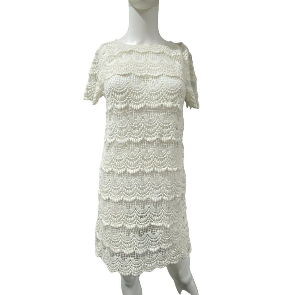 Michael Kors Small Swimsuit Summer Beach Crochet‎ Dress Cover Up White Layered